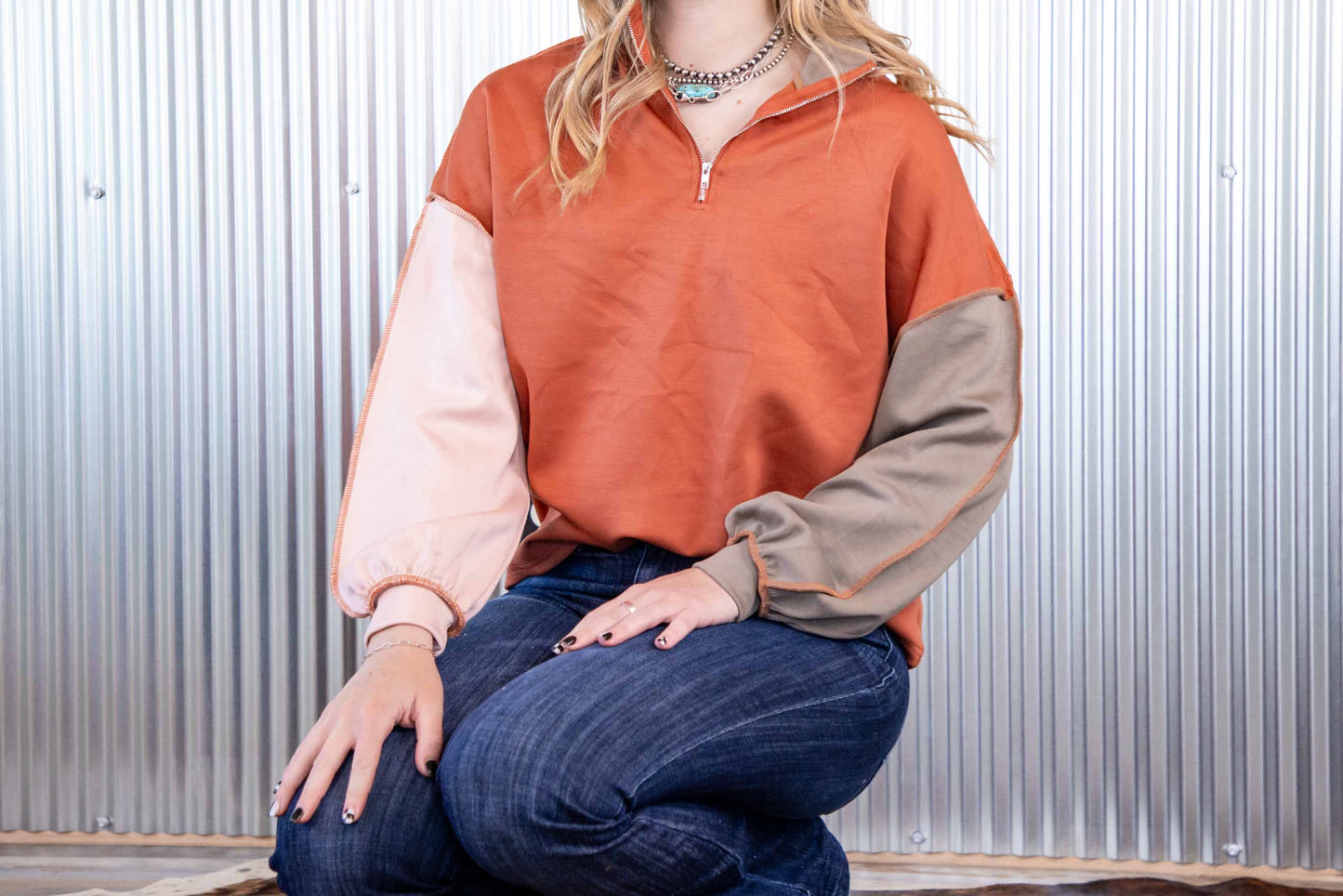 Color Block 1/2 Zip