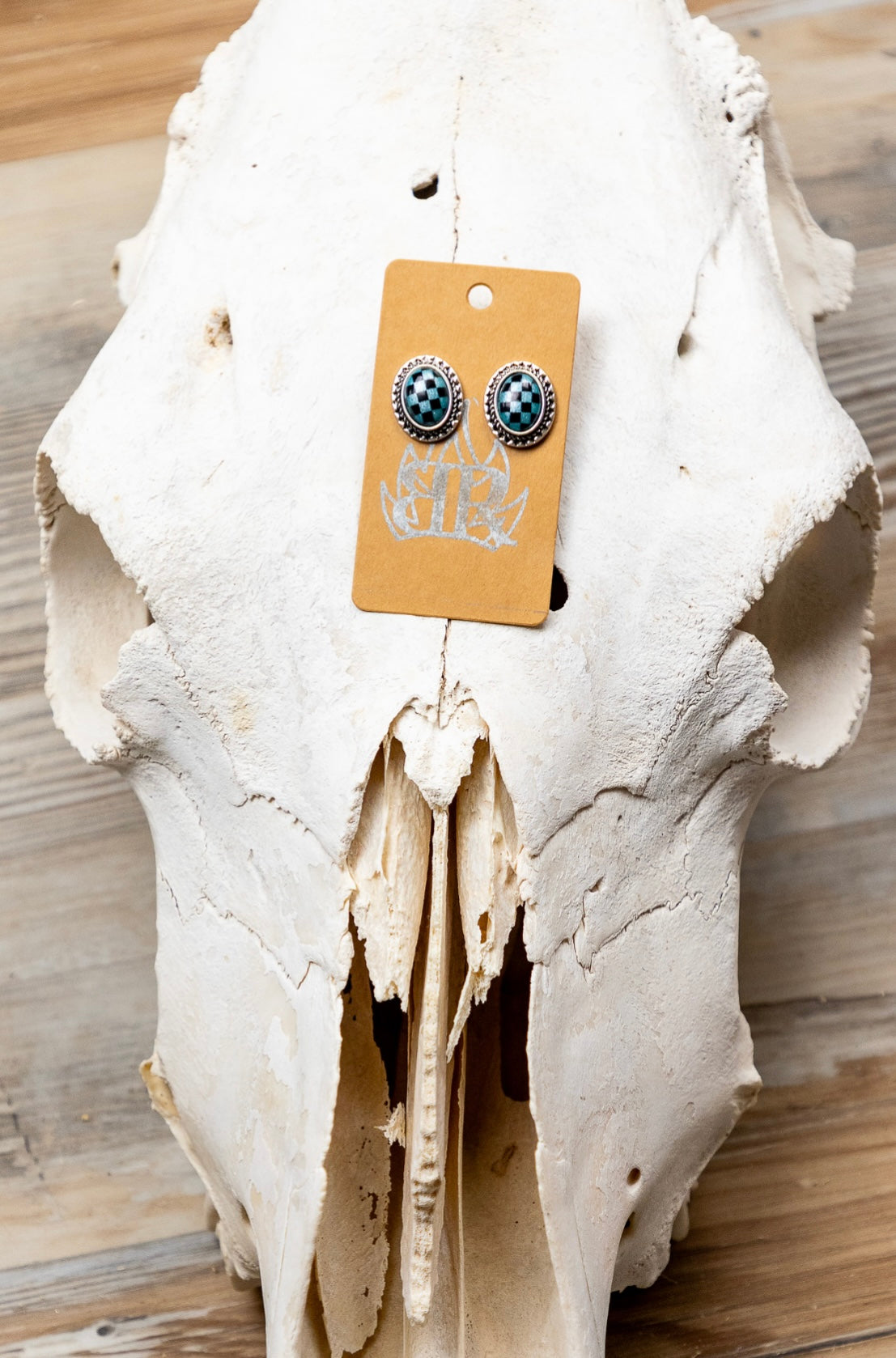 Checkered Oval Studs