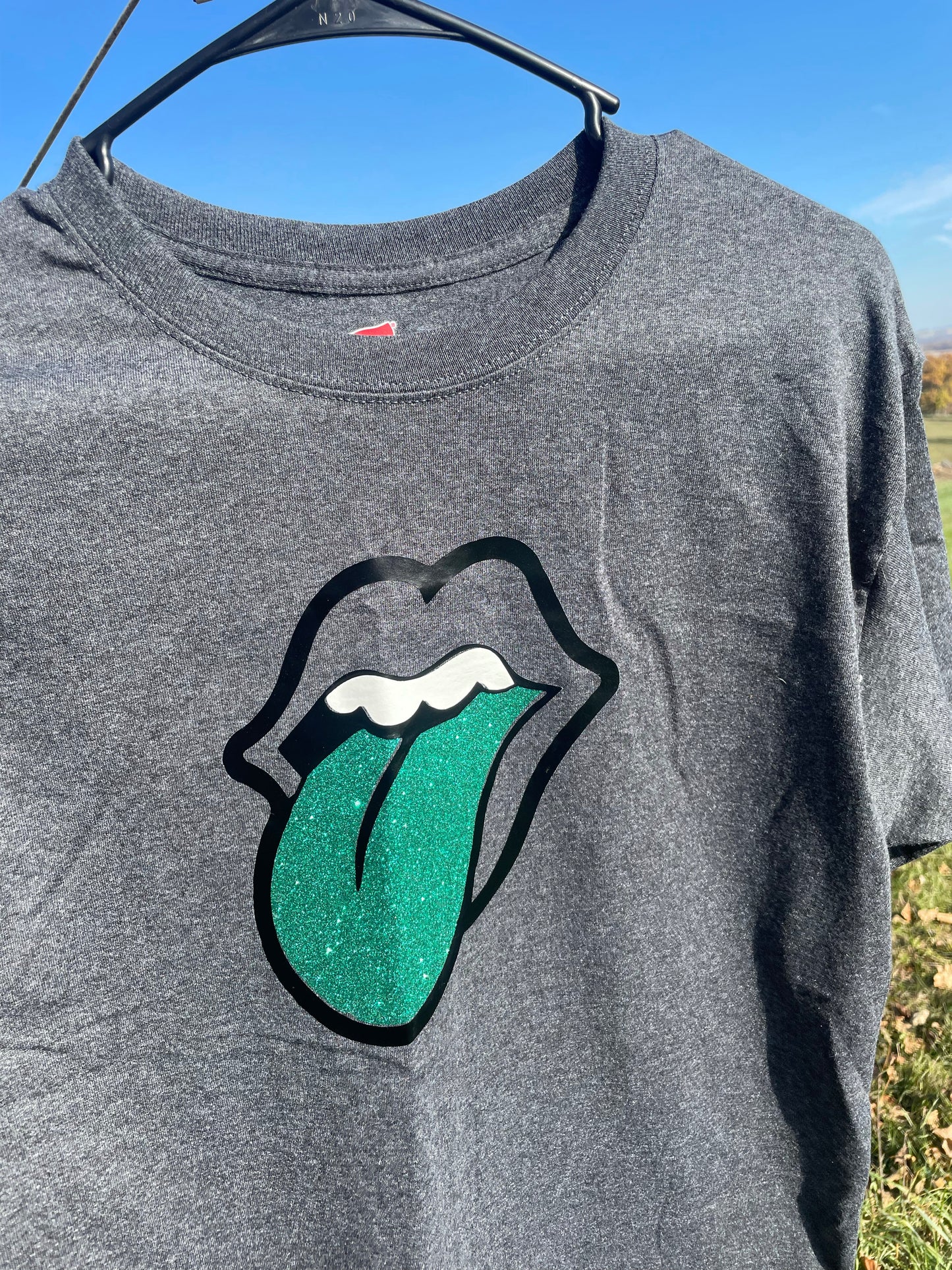 Green Glitter Rolling Stones