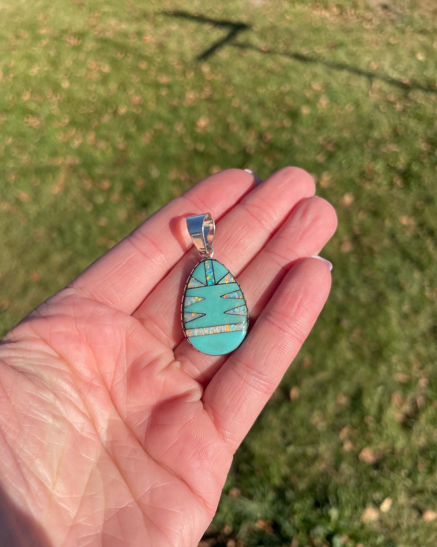 Turquoise & Opal Pendant