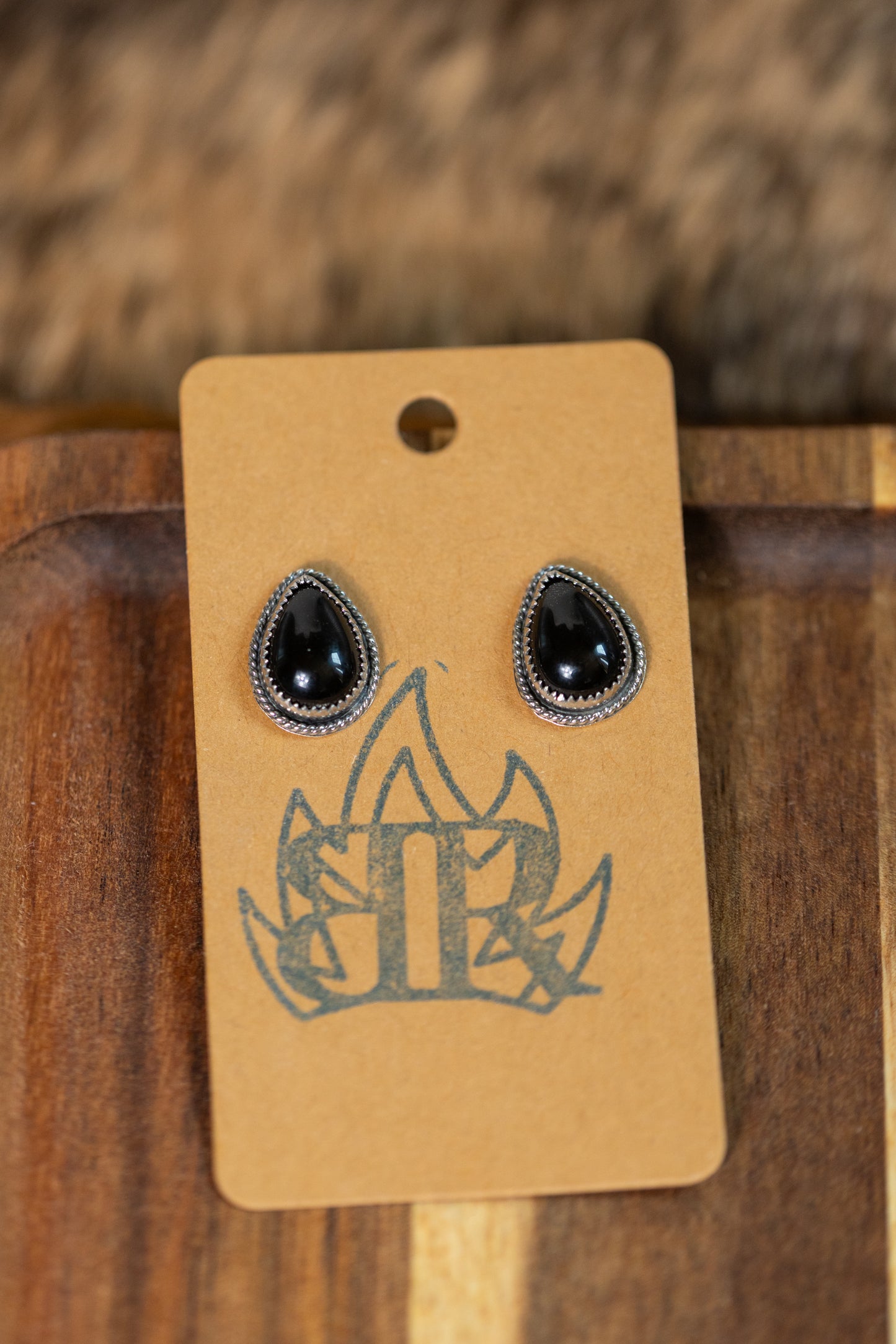 Black Onyx Teardrop Studs