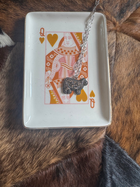 Silver Cow Necklace