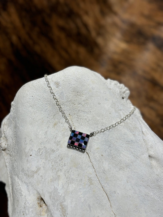 Checkered Bar Necklace