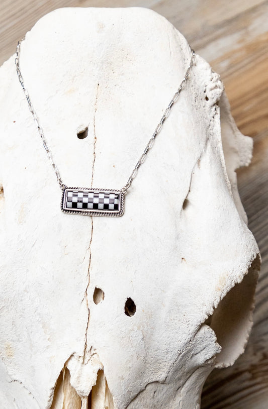 Checkered Bar Necklace