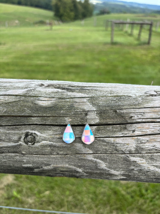 Checkered Opal Studs